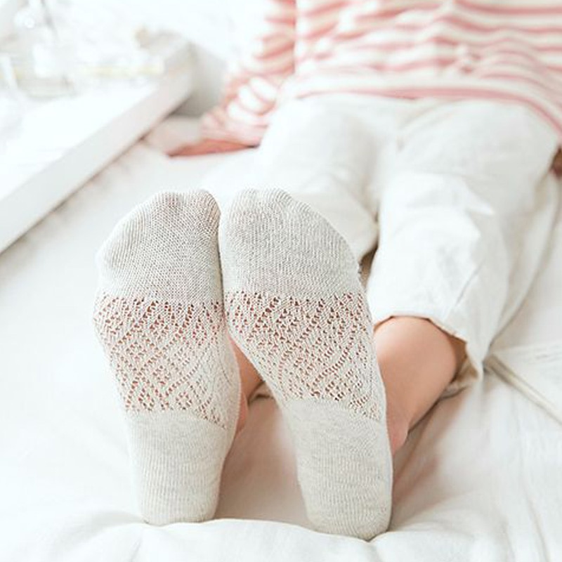 Women Cotton Boat Socks Invisible Liner Elastic Breathable Female Low Cut Hollow Out Ankle Cute Short Socks