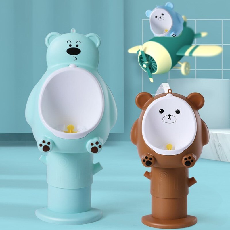 Orinal con gancho de pared de oso de dibujos animados, orinal de bebé de altura ajustable para niño, orinal de entrenamiento para niños, orinal Vertical, orinal, inodoro