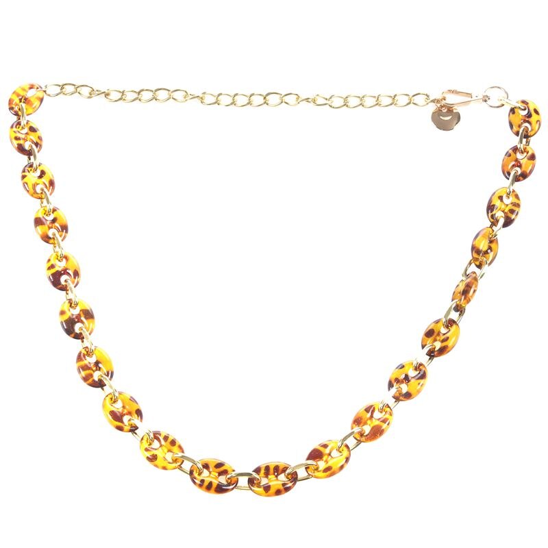 Retro body chain riem dames taille gouden luipaard geometrische elliptische acryl riem: Goud