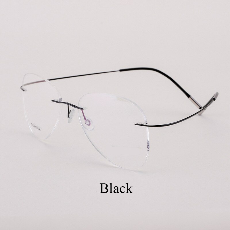 Bclear Titanium Randloze Brillen Optische Glazen Frame Mannen En Vrouwen Eyewear Lichtgewicht Flexibele Spektakel: Black