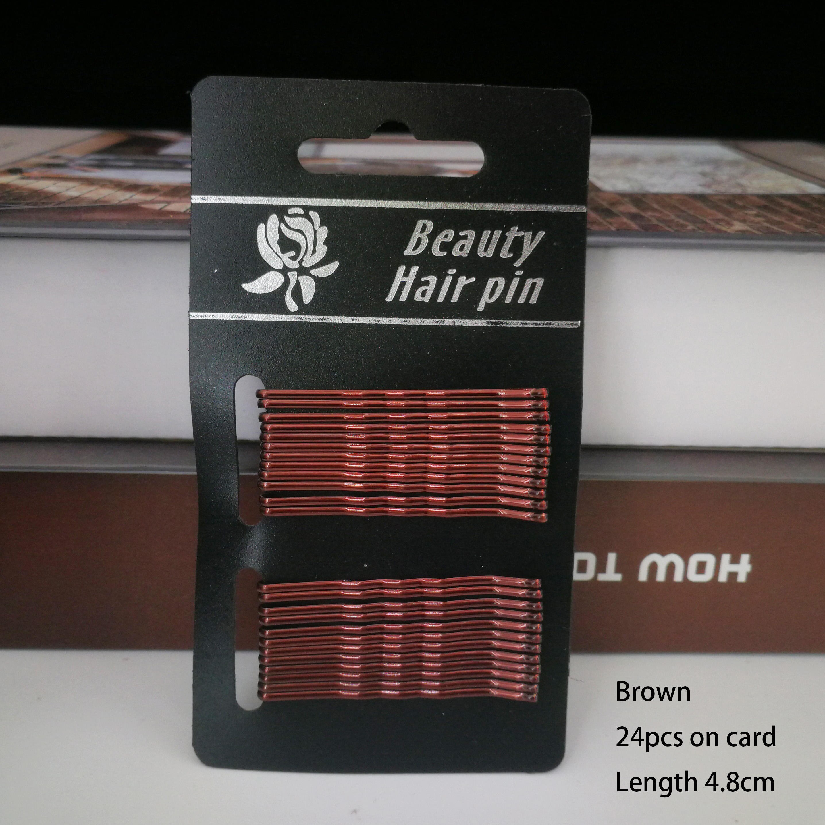 Perni per capelli in lega da sposa a forma di U fermagli per capelli ondulati semplici perni in metallo Bobby Barrettes strumenti per acconciature da sposa accessori regali: 24pcs Brown card