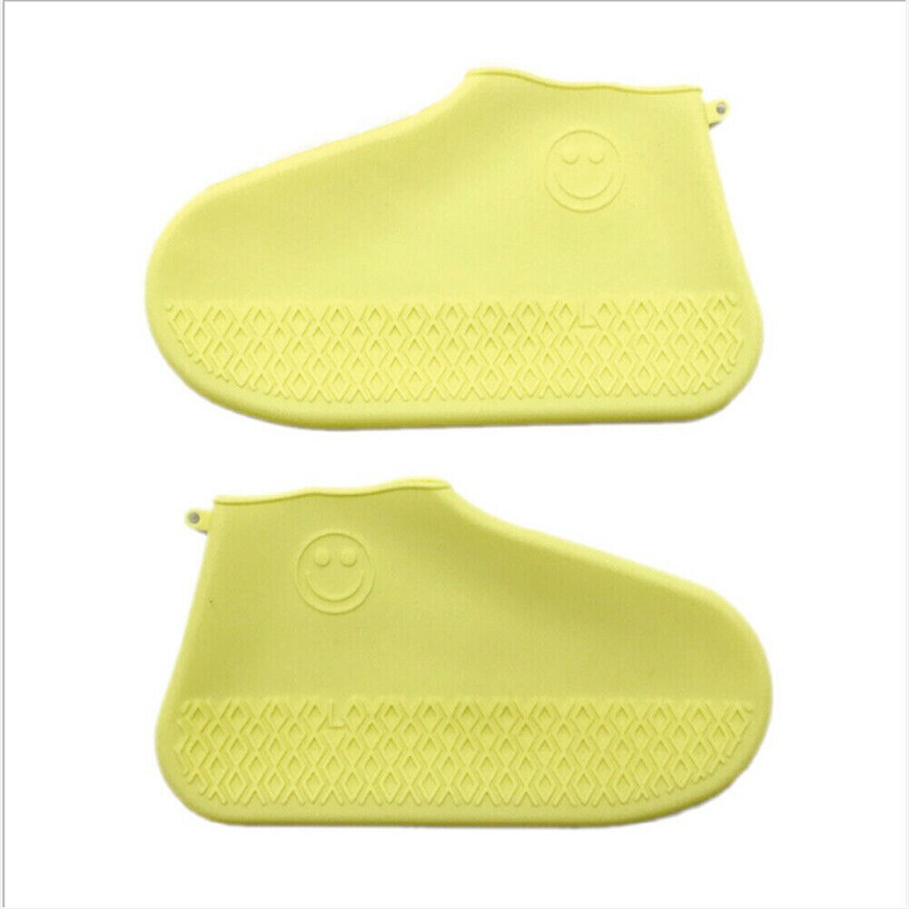Reusable Shoe Covers Pair of Waterproof Silicone Rain Shoe Protectors Overshoes: Yellow Color / L