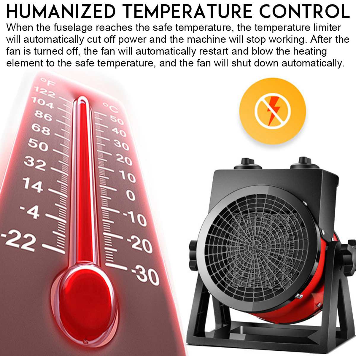 2000W Portable Patio Heater Household Electric Warmer Heating Stove Radiator Warmer Machine for Winter Indoor Heating Camping