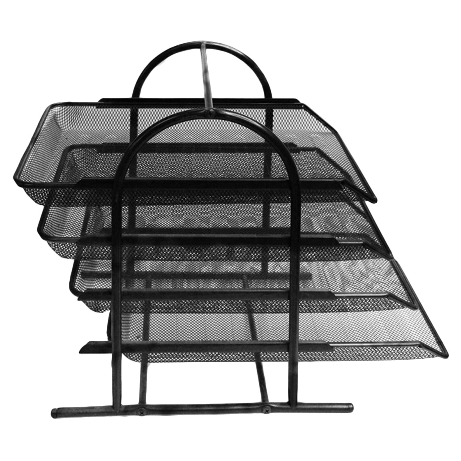 4-Tier Mesh File Holder Stand Organizer Tray for Magazine Letter Paper Document Home Office Desk Supplies