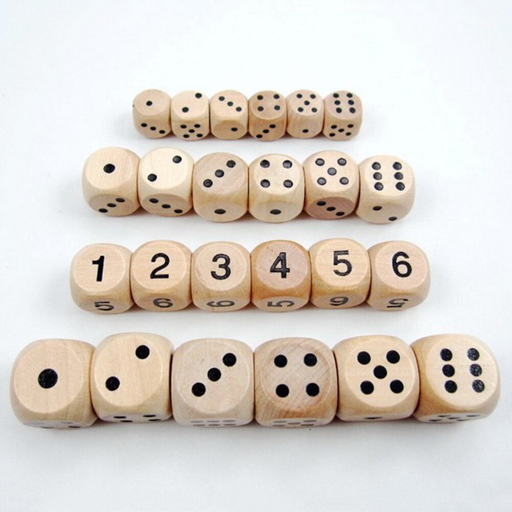 10pcs Dice 16mm Six Sides Durable Yard Dices Sieve Wooden Dice for Games Playing Teaching