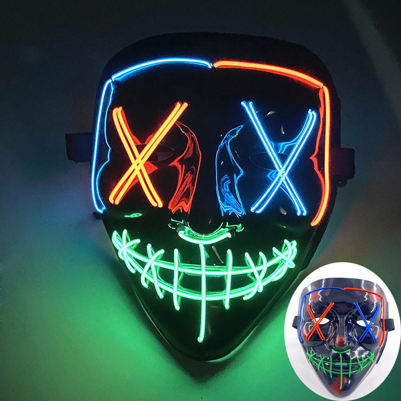 Wireless Scary Glowing Mask LED Luminous Purge Mask Carnival Horror Neon Light Up Cosplay Party Mask Festival Costume Supplies: VIOLET/紫罗兰