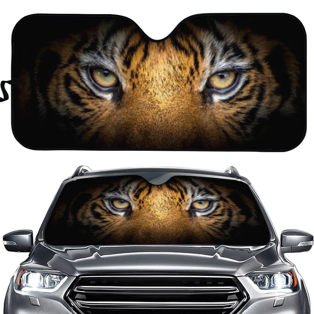 Pare-soleil imprimé tigre pour pare-brise de voiture, protection solaire automobile, fenêtre avant de camion SUV, pliable, intérieur d'automobile: ZLH3867HC