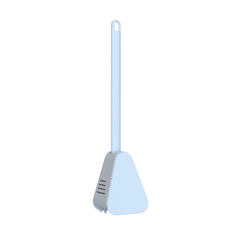 Brosse de toilette en caoutchouc souple, manche Long, en Silicone, pas de mort, nettoyage des toilettes, séchage rapide, accessoires de salle de bains: Bleu
