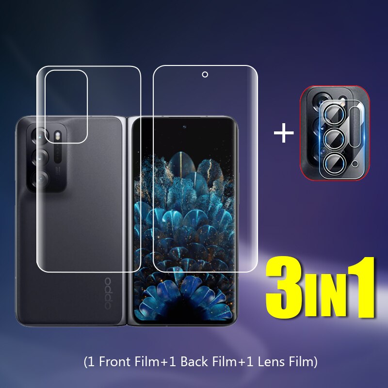 Slim Voor/Terug Soft Tpu Beschermende Hydrogel Film Voor Oppo Vinden N Findn 5G 7.1 "Camera Lens screen Protector Glas: 3 in 1