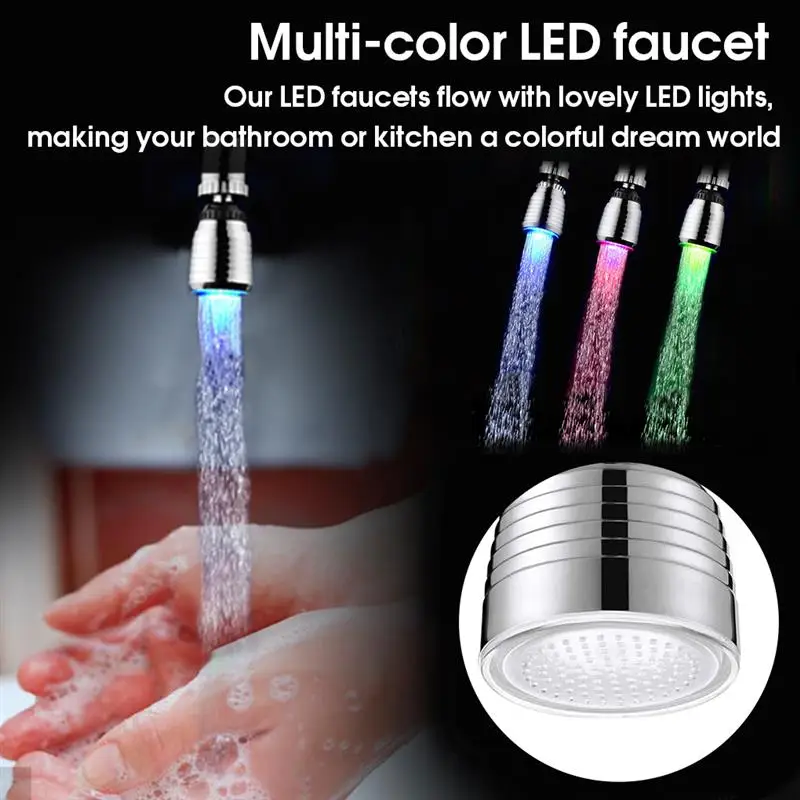 LED-verlichting waterkraan RGB kleur veranderende kraan douchekop 360 graden hittebestendig sproeier kunststof vervangend mondstuk
