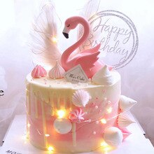 Cake Topper Roze Flamingo Decor Voor Wedding Party Supplies Diy Thuis Taart Decor Decor Valentijnsdag Verjaardagsfeestje