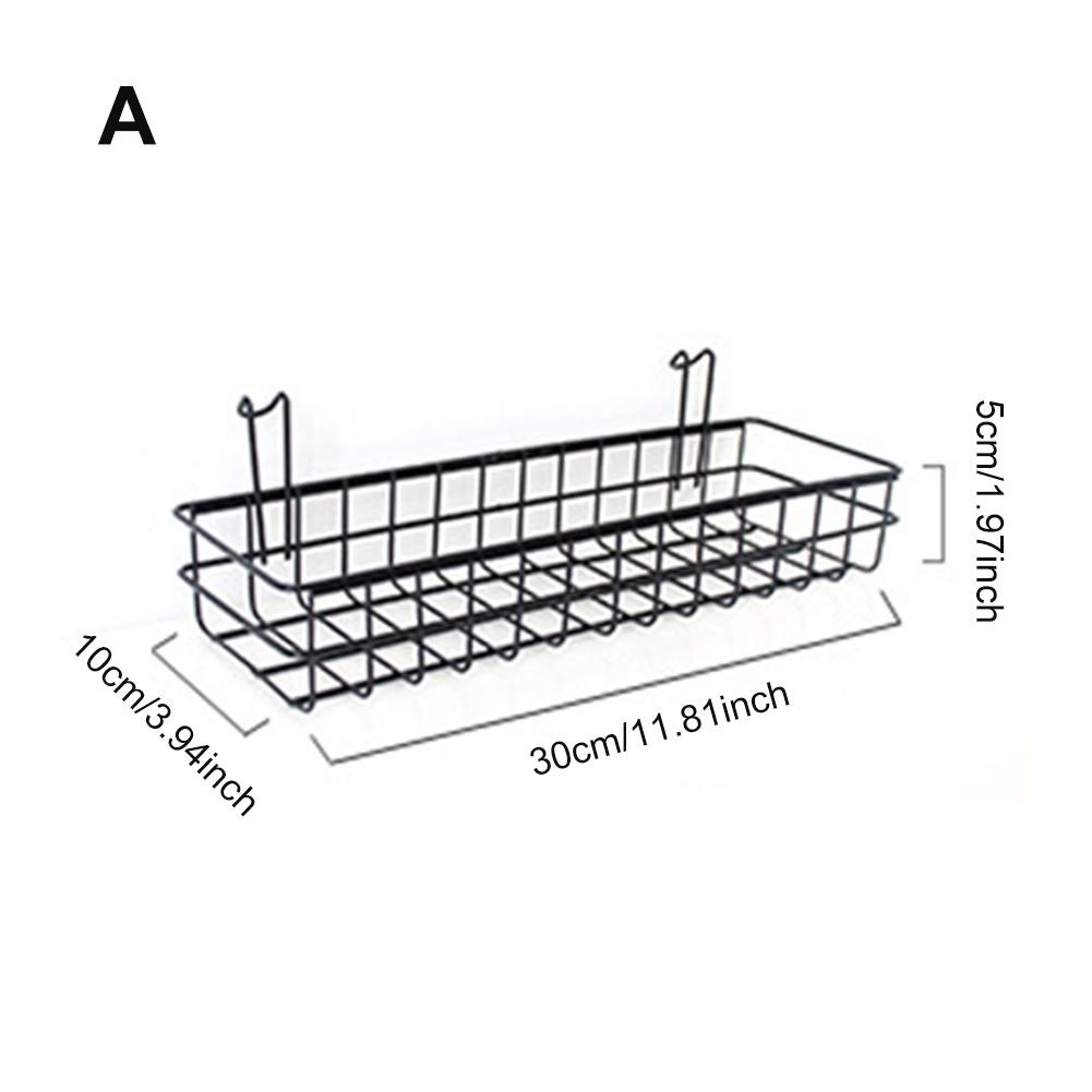 Cesta de almacenamiento colgante de rejilla de hierro para maquillaje, maceta, organizador, soporte de pared, cesta de exhibición para decoración de dormitorio: L