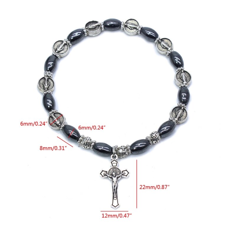 4 Stijlen Saint Benedict Medaille Kralen Stretch Rozenkrans Armband Katholieke Religieuze Dragen Crucifix Cross Armbanden Kit Unisex