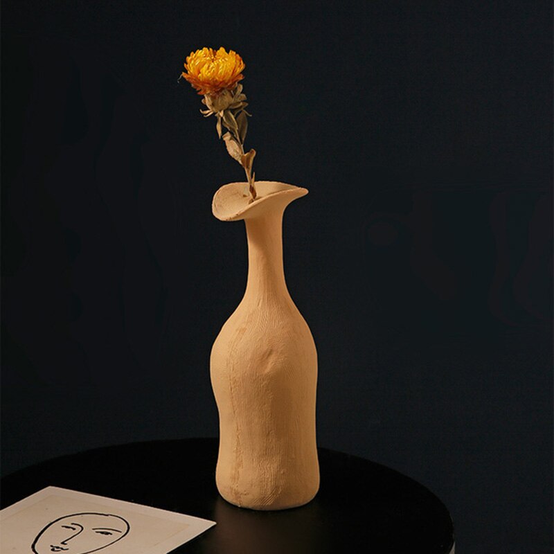 1 stk moderne keramisk vase minimalistisk morandi farvede vaser stue boligindretning nordisk stil skulptur kunst ornamenter