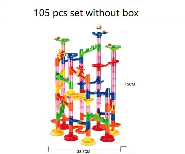 Marble Race Run Maze Balls Track DIY Construction Building Blocks Funnel Slide Big Building Brick: 105pcs without box