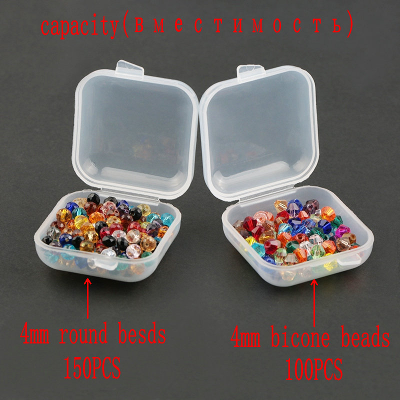 NEUE 3,5 * 3,5 * 2 cm kleine Kunststoff-Aufbewahrungsbox für Schmuck, Perlen, Ohrringe, Schmuckbehälter, transparente quadratische Kasten