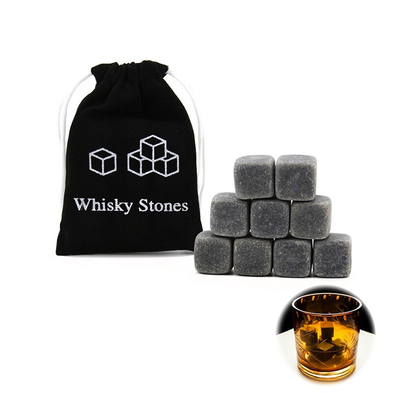 9 Pcs Grey Drank Chilling Stones Graniet Whisky Steen Herbruikbare Nippen Ijsblokje Whisky Rotsen Chillers Wijn Bier Koeler