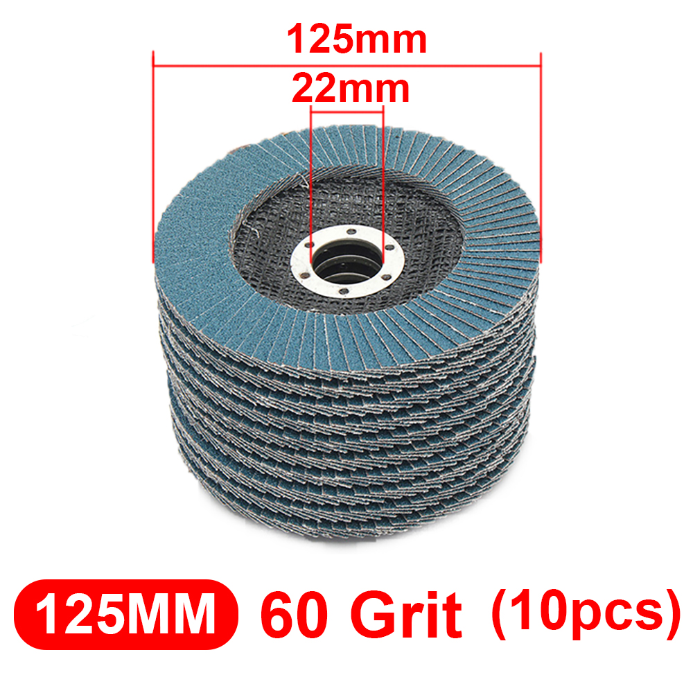 10 Stuks 5 "125 Mm Haakse Slijper Schuurschijven 40/60/80/120 Grit Slijpschijf Flap Schijven Metaal Plastic Hout Verwijderen Schuurgereedschap: Goud