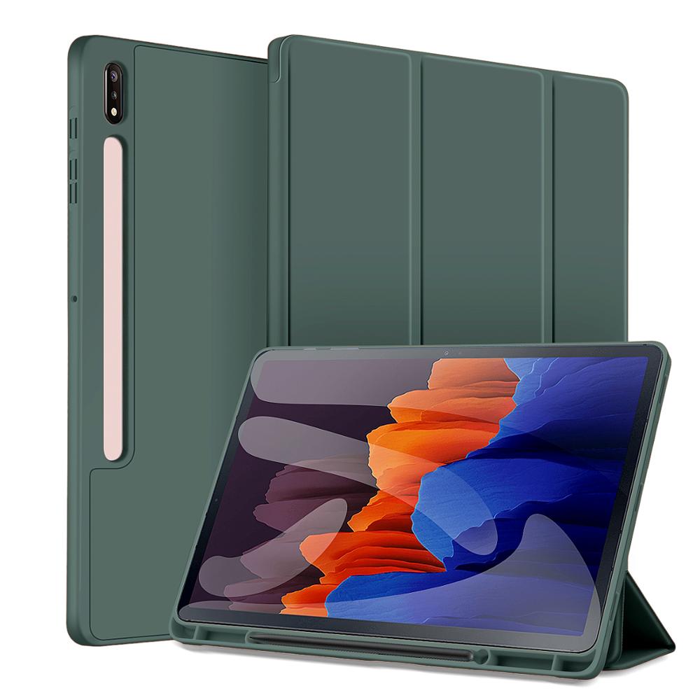 For Samsung Galaxy Tab S7 FE LTE 12.4&quot; PLUS case for Samsung Tab S7 11 Case with Pencil holder S8 PLUS 12.4 Cover Auto Sleep: darkgreen / TAB S8 plus 12.4