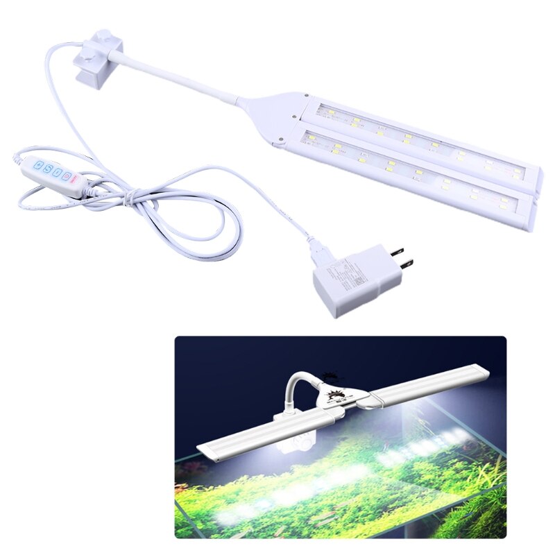 100V-240V Adjustable Fish Tank Four-Row Lights LED Aquarium Clip-on Lighting Lamp EU/US Plug: US Plug Style B