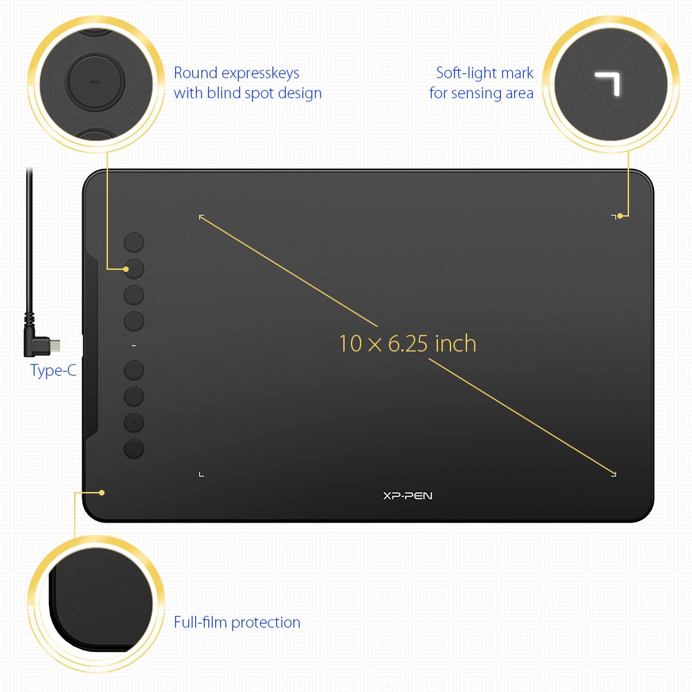 XP-Pen Deco 01 Drawing Tablet Graphic Digital with Tilt for Android and 8 shortcut keys (8192 levels pressure) for beginner