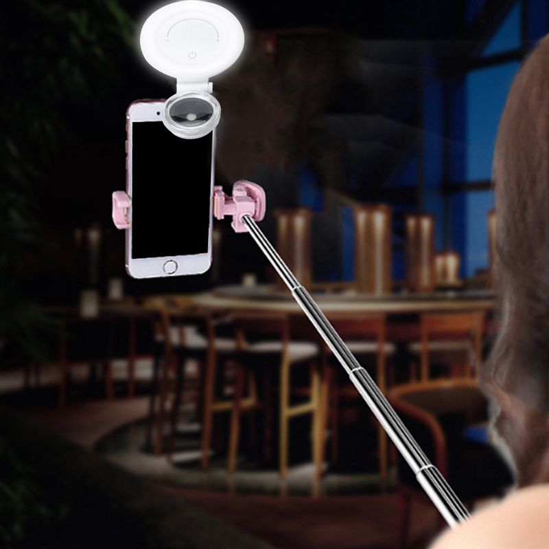 Beauty Lens Shot 120 ° Super Groothoek Ring Hoogtepunt Led Selfie Lens Multi-Sectie Dimmen Met Micro-datakabel
