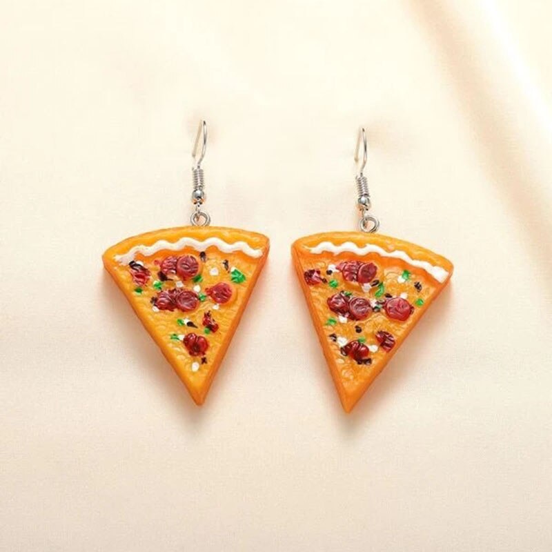 Pendientes colgantes de acrílico para niña, aretes llamativos de Medusa, cangrejo rosa, accesorios de , de cumpleaños: Pizza