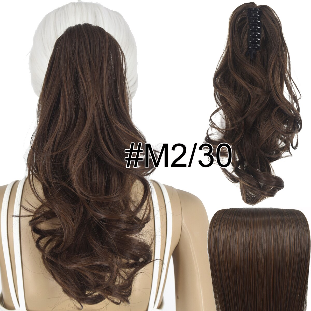 Topreety Hittebestendige Synthetische Haar 90gr 14 "35 Cm Golvend Claw Clip In/Op Paardenstaart Hair Extensions CP-222: M2-30