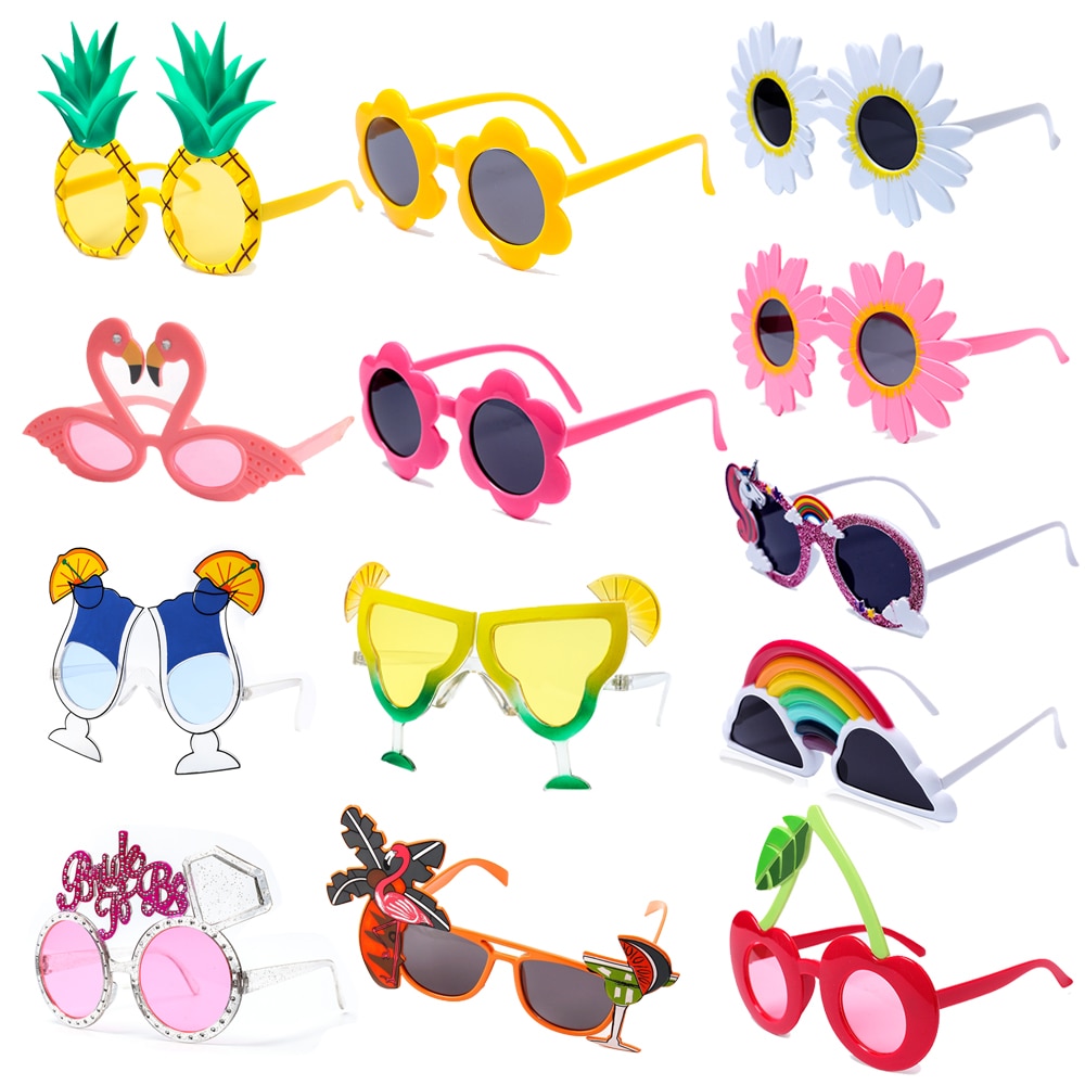 Beach Hawaii Party Pink Flamingo Party Tropical Decorations Funny Glasses Pineapple Sunglasses Summer Luau Hawaiian Party Event