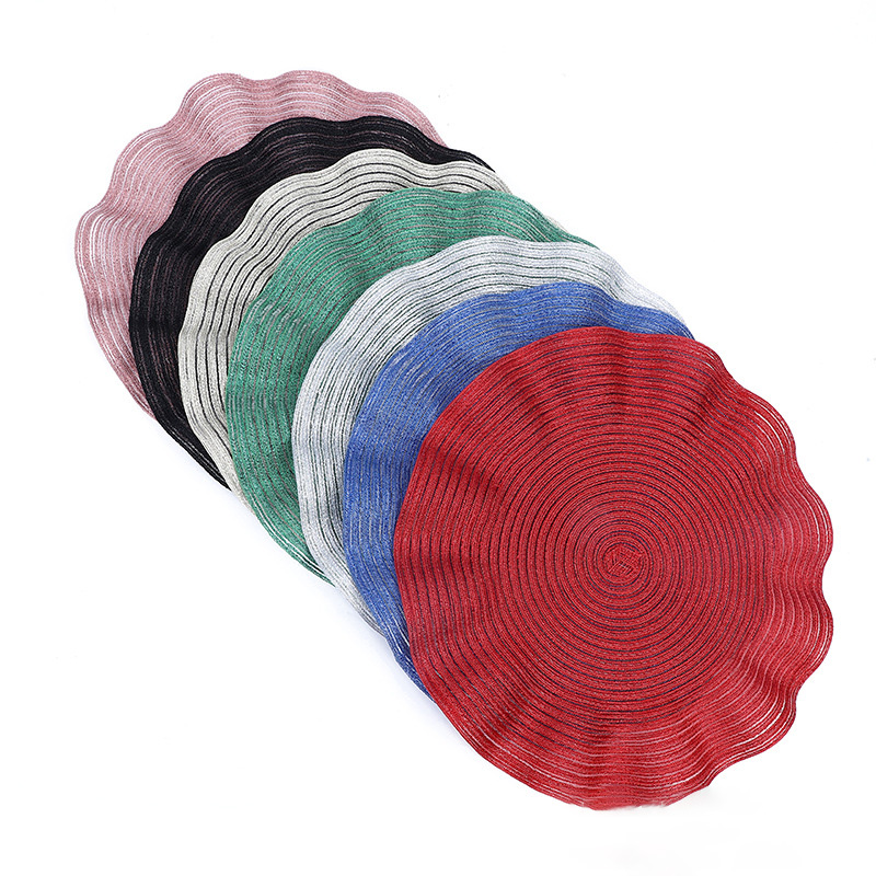 Tovagliette rotonde ondulate Set di 6 tovagliette a cerchio intrecciate intrecciate da 15 pollici per tavoli da pranzo tovagliette da cucina lavabili