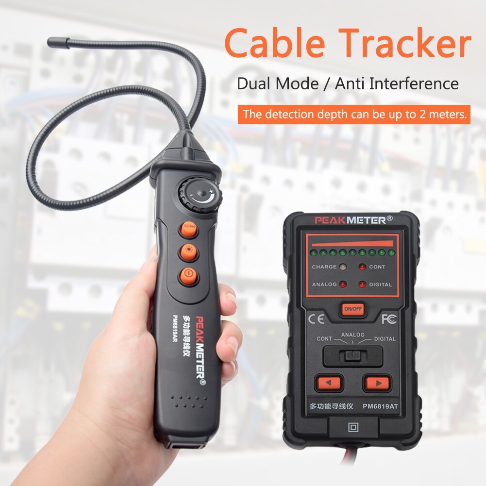 PM6819A Universal Cable Tracker Handheld ABS Multifunctional Dual Mode Anti Interference Electric Line Wire Finder