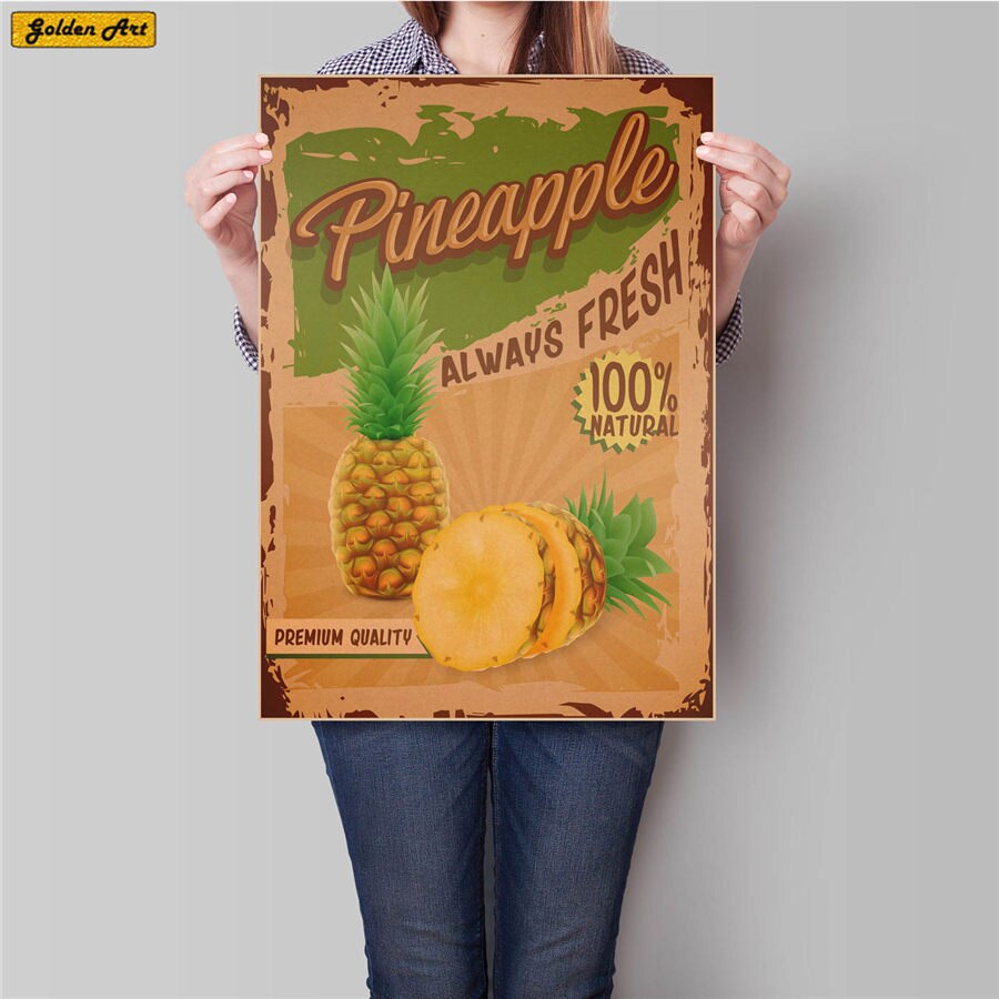 Hedelmä ruoka piirustus vintage voimapaperi juliste baari kahvila seinätarra taidemaalaus retrotaide maaliprintti kuva 45.5 x 31.5cm: Taivaansininen