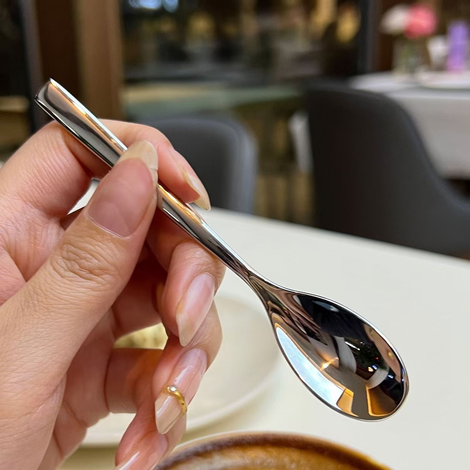 Stainless Steel Round Spoon Short Handle Stirring Dessert Coffee Spoons Household Seasoning Spoon Kitchen Accessories Gadgets: Default Title
