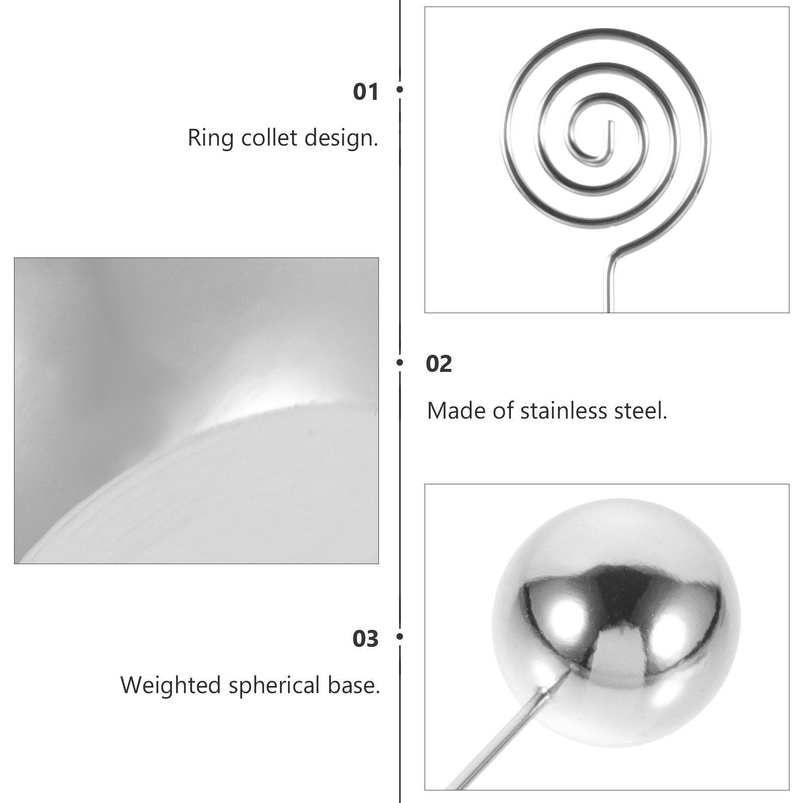 Number Note Holder Table Memo Holder Stainless Steel Picture Clip for Home Hotel Decor