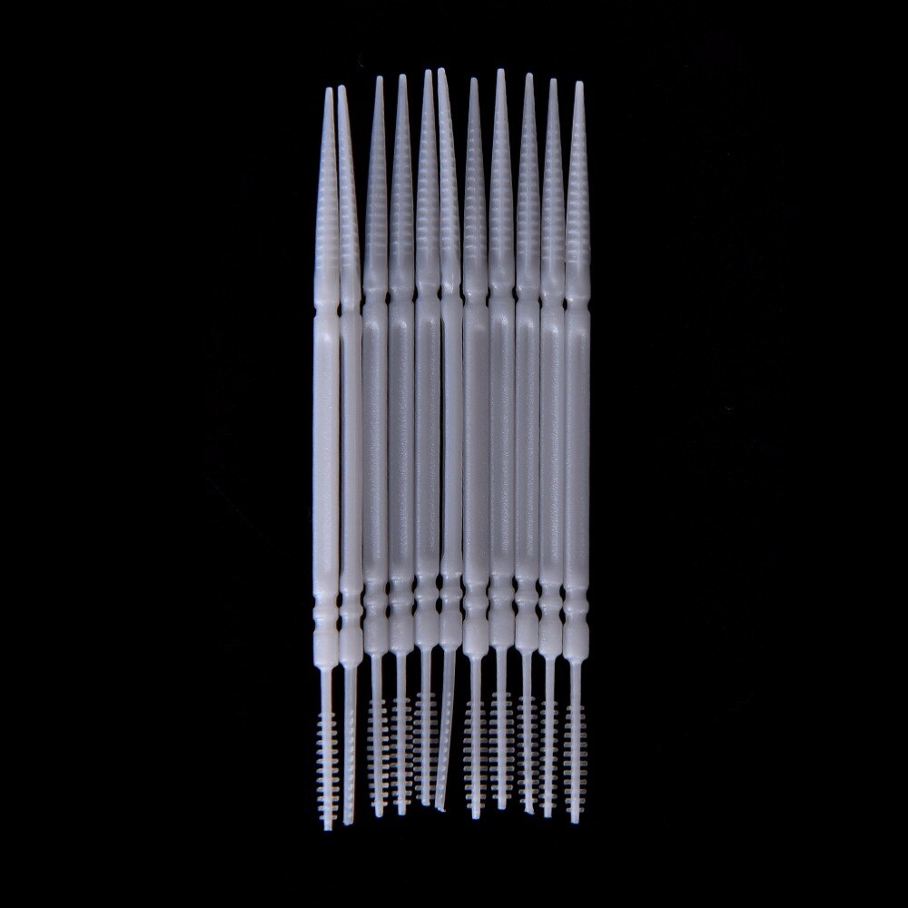 150 Stuks Wit Plastic Rager Tandenstoker Tand Draad Floss Pick Praktische Schoon Tand Floss Dubbele Hoofd Mondhygiëne Dental