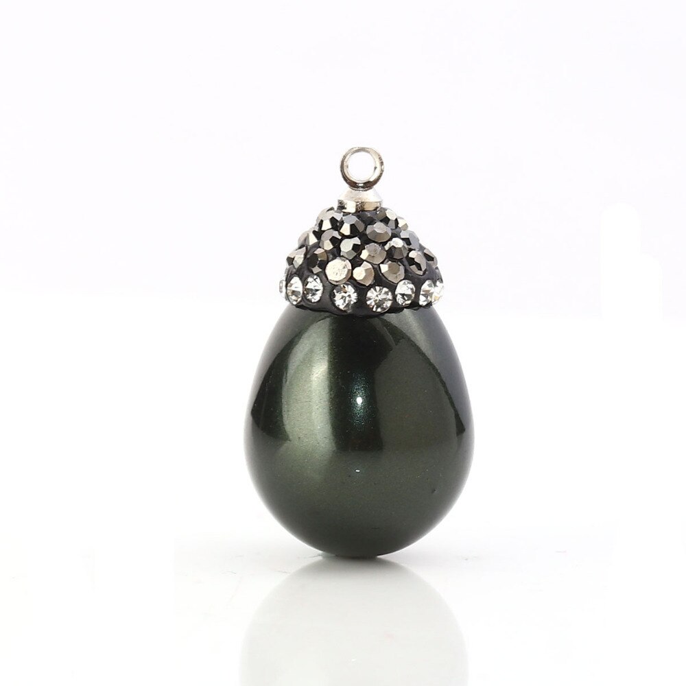 Colgantes de Micro encantos pavimentados de concha de Doreen Box, gota de agua Multicolor, diamantes de imitación transparentes, perlas de imitación, accesorios de joyería, 1 pieza
