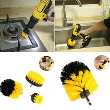 3PCS Round Electric Bristle Brush Tub Rotary Cleaning Tool Set Attachment Nylon Brushes Tub Cleaner Kit Wood Grinding Polishing