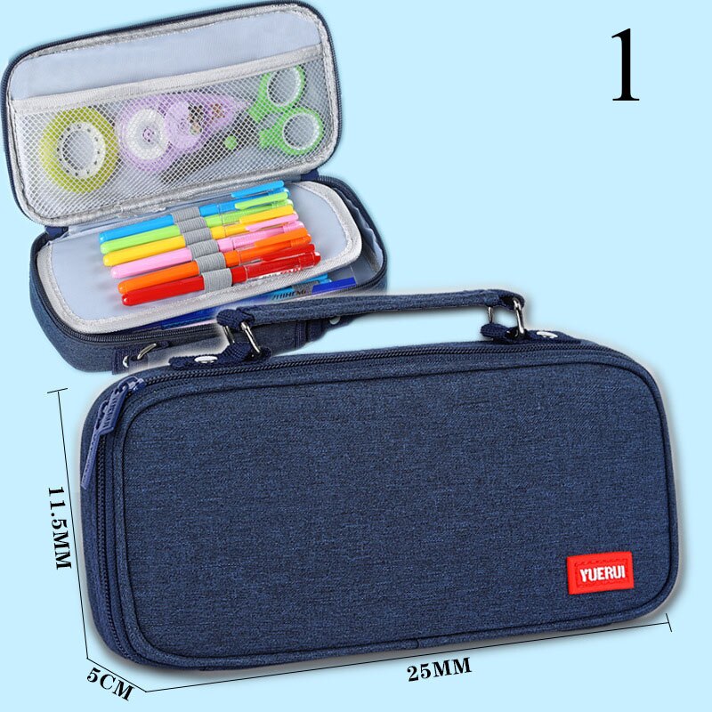 Estuche de lona de gran capacidad para lápices para niños, cartuchera bonita de doble capa, ideal para , material escolar: 1