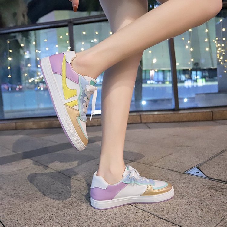 Dikke hakken dames sneakers schoenen dames sneaker schoenen damesschoenen dames baskets femme wedge gevulkaniseerde damesschoenen: Lavendel / 37