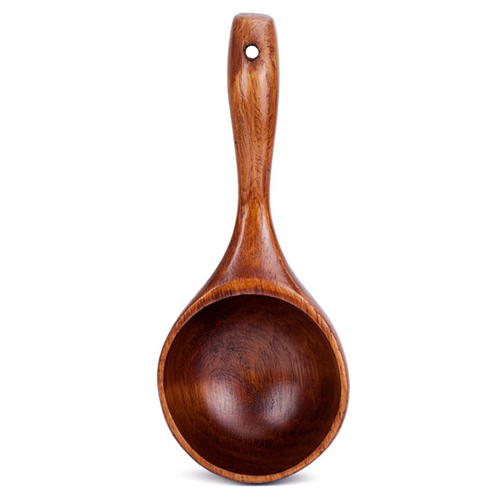 Portable Cooking Hanging Hole Thickened Spoon Wash Rice Solid Wood Water Scoop Kitchen Utensil Restaurant Bathroom Long Handle