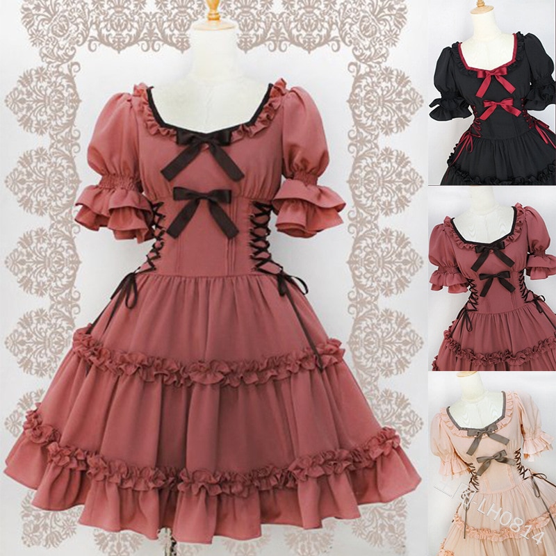 Gothic Lolita Jurk Taart Jurk Rechter Volwassen Middeleeuwse Renaissance Victoriaanse Kleding Kostuum Halloween Lolita