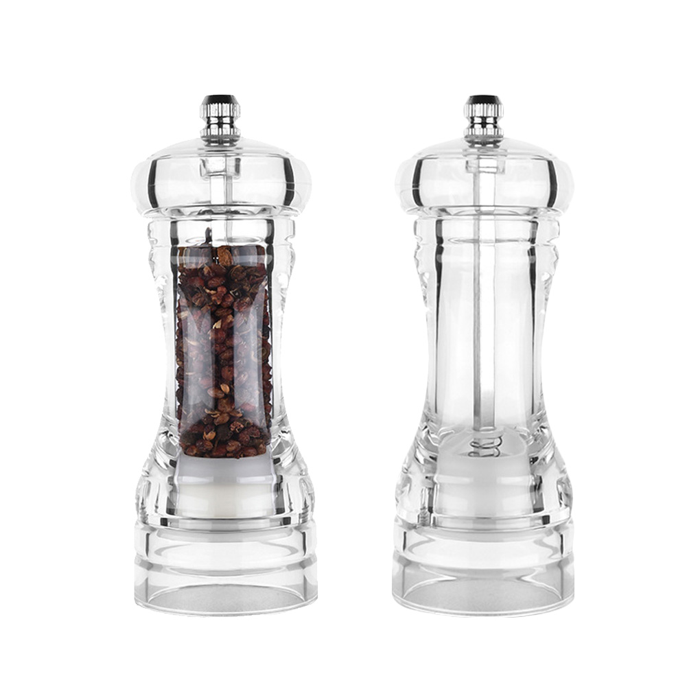 Akrylkvernen salt pepper mølle kvern manuell pepperkvern salt krydder mølle shaker gjennomsiktig maling kjøkkenverktøy