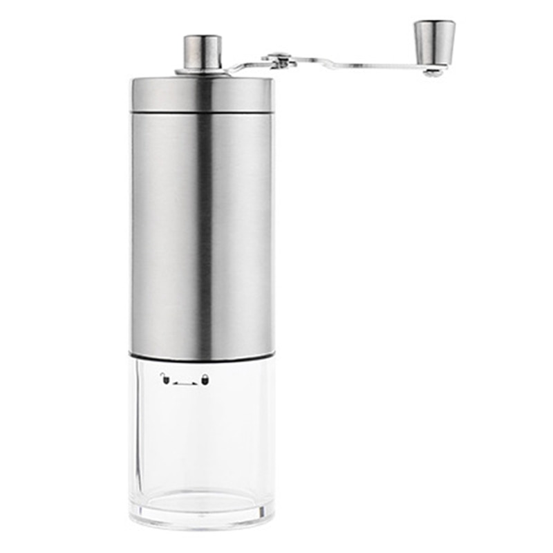 Hand Grinder Small Coffee Bean Grinder Adjustable Thickness Manual Grinder Stainless Steel Burr Grinder: Silver