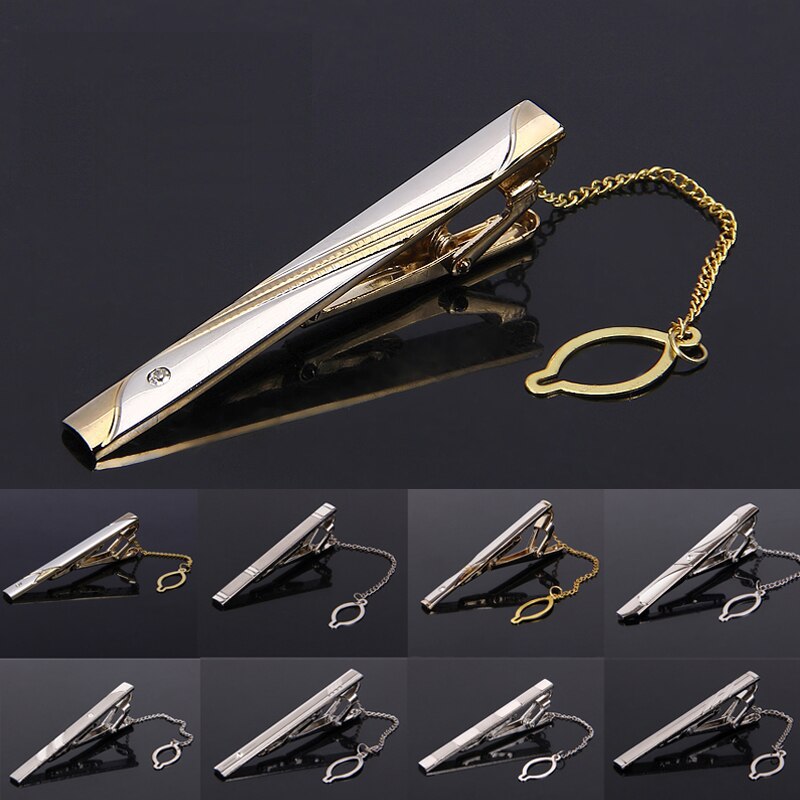 Silvery Tie Clip For Men Classic Meter Tie Clips Alloy Tie Bar Enamel Tie Collar Pin Crystal Business Corbata