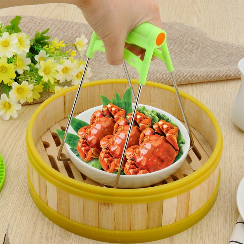 Stainless Steel Foldable Bowl Clip Pot Dish Holder Steamer Plate Tong Anti Clamp Gripper Kitchen Tools Heat Insulation