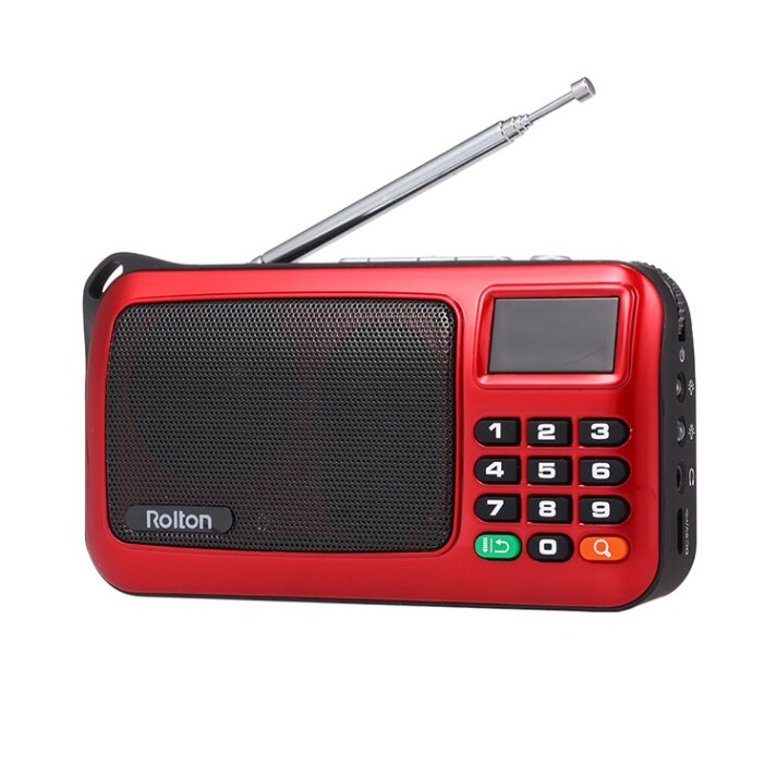 Rolton radio FM Digital Radio Portable USB Wired Computer Speaker HiFi Stereo Receiver radio Support TF Music Play: Red