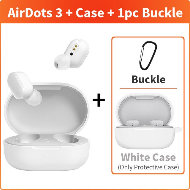 Xiaomi Redmi AirDots 3 True Wireless Bluetooth earphone aptX Adaptive Stereo Bass With Mic Handsfree Buds 3 TWS Earbuds: White add White case