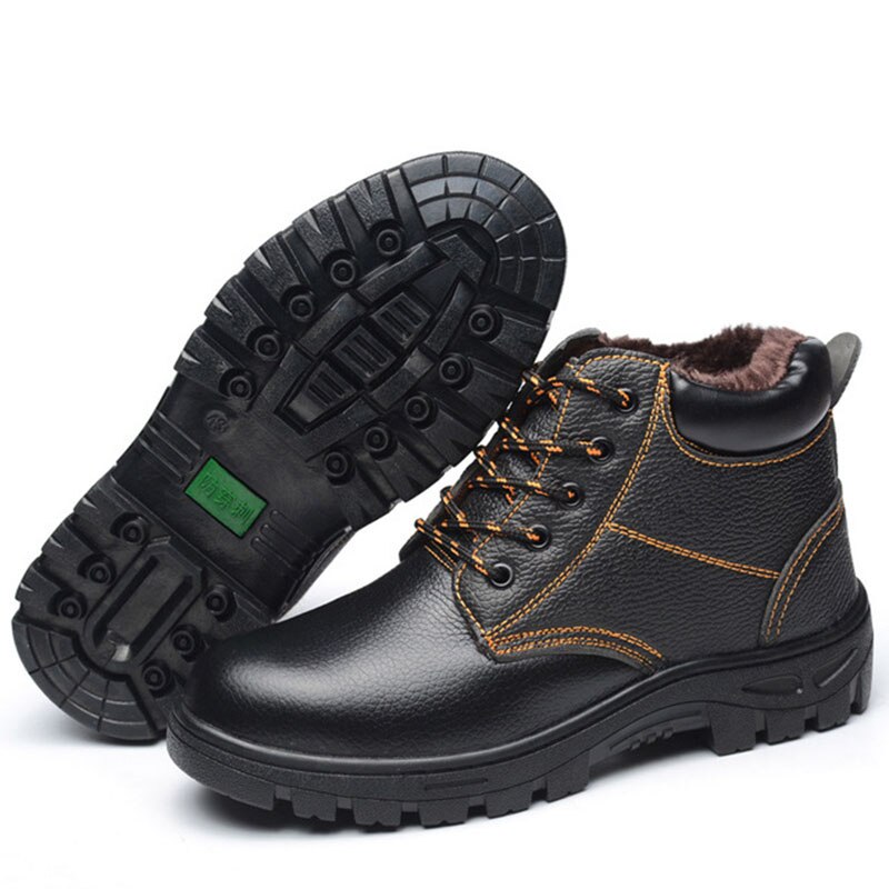 men&#39;s winter plus velvet warm labor insurance shoes steel toe caps anti-puncture safety shoes work boots men training shoes