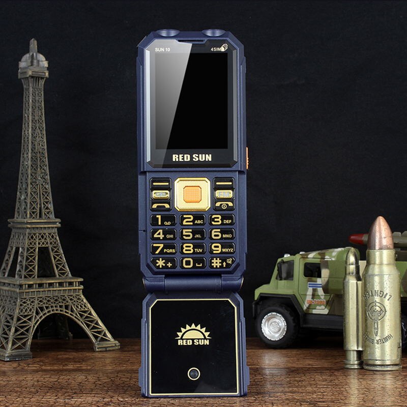 H10 oplaadpo-functie multimedia grote batterij zaklamp omkeren seniele vier kaart versterkte antenne mobiele telefoon: Russische sleutel 8g kaart / Blauw