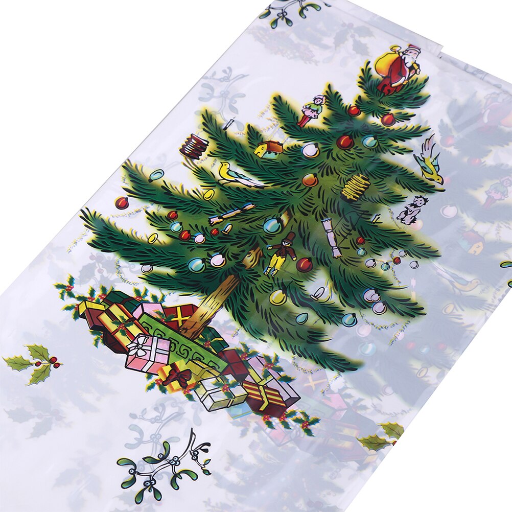 110X180 Cm Kerstboom Patroon Tafelkleed Rechthoekige Wegwerp Pvc Tafelkleed Tafelkleed Tafelloper Kerst Home Party: WHITE